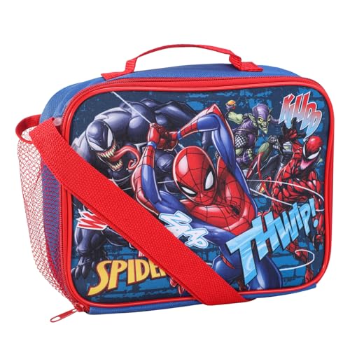 TDL Spiderman Lunch Bag Thermal Insulated Lunch Box Superhero Marvel Spider-Man Back to School Sandwhich Box with Carry Handle & Side Pocket