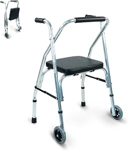 Mobiclinic Compostela andador 2 ruedas asiento acolchado superior respaldo ancianos