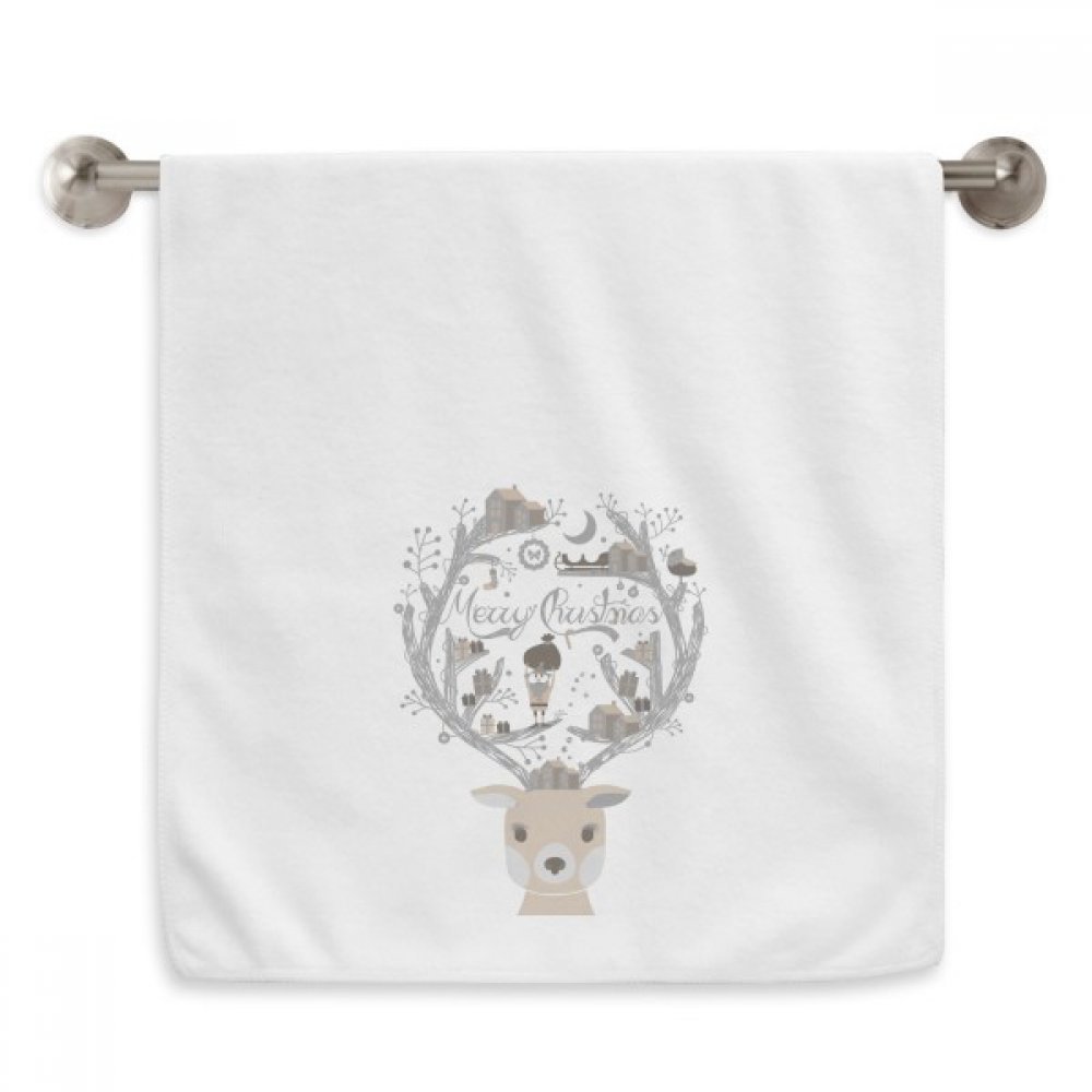 Serviette Père Noël cerf en coton blanc 13x29 pouces pour la maison
