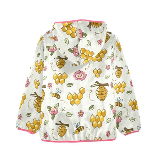 OTVEE Bee Honey Beehive Honeycomb Kids Hoodie Jacket Fall Spring Full Zip Warm Outwear Coat2