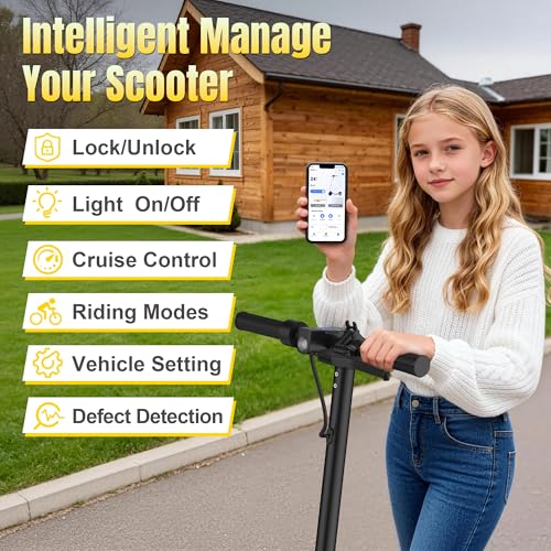 Image of Electric Scooter for Kids Aged 6-10, 350W Motor, 19 Mph Speed & 15 Miles Range, 8.5 inch Solid Tires, Lightweight Foldable Scooter with Dual Braking System, Max Load 265LBS