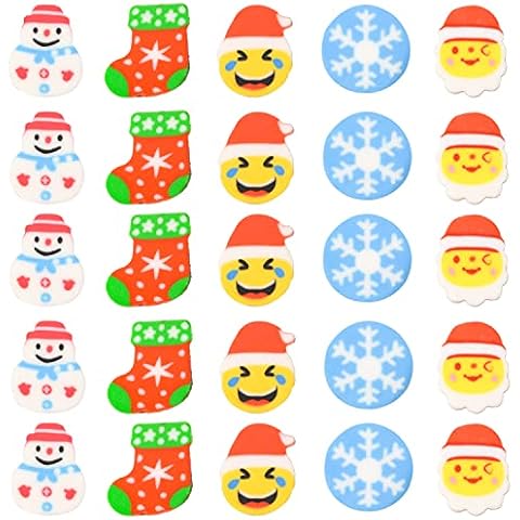 NAUZE 96 Pieces Christmas Mini Pencil Erasers Novelty Erasers Snowman Snowflake Christmas Tree Erasers (96) Cover