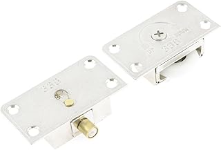 Aexit Set Silver Hinges Tone Metal Furniture Closet Sliding Door Roller Latch Hinges Wheel Ring