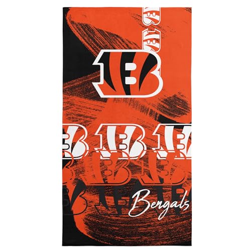 Northwest NFL Cincinnati Bengals Oversized Microfiber Beach Towel, 40 x 72 Inches – Quick Dry, Sand Resistant, Lightweight, Highly Absorbent, Distorter Design