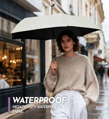 Image of LILAC Mini Travel Umbrella for Rain - 43 inch Large Coverage Small Compact Umbrella, Reinforced Strong Frame, Lightweight Portable Parasol with UPF 100+ UV Protection, Gifts for Adults, Seniors & Students
