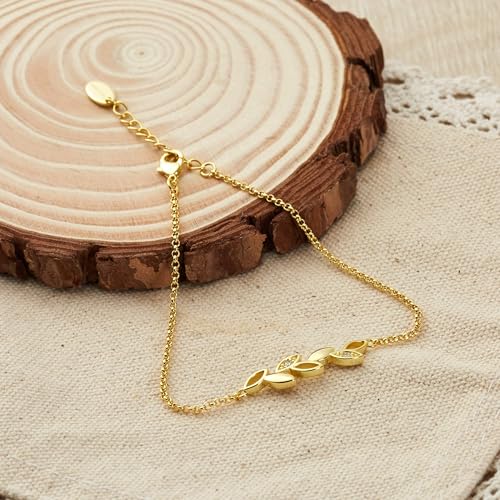 Philip Jones Gold Plated Leaf Chain Bracelet Created with Zircondia® Crystals - Image 6