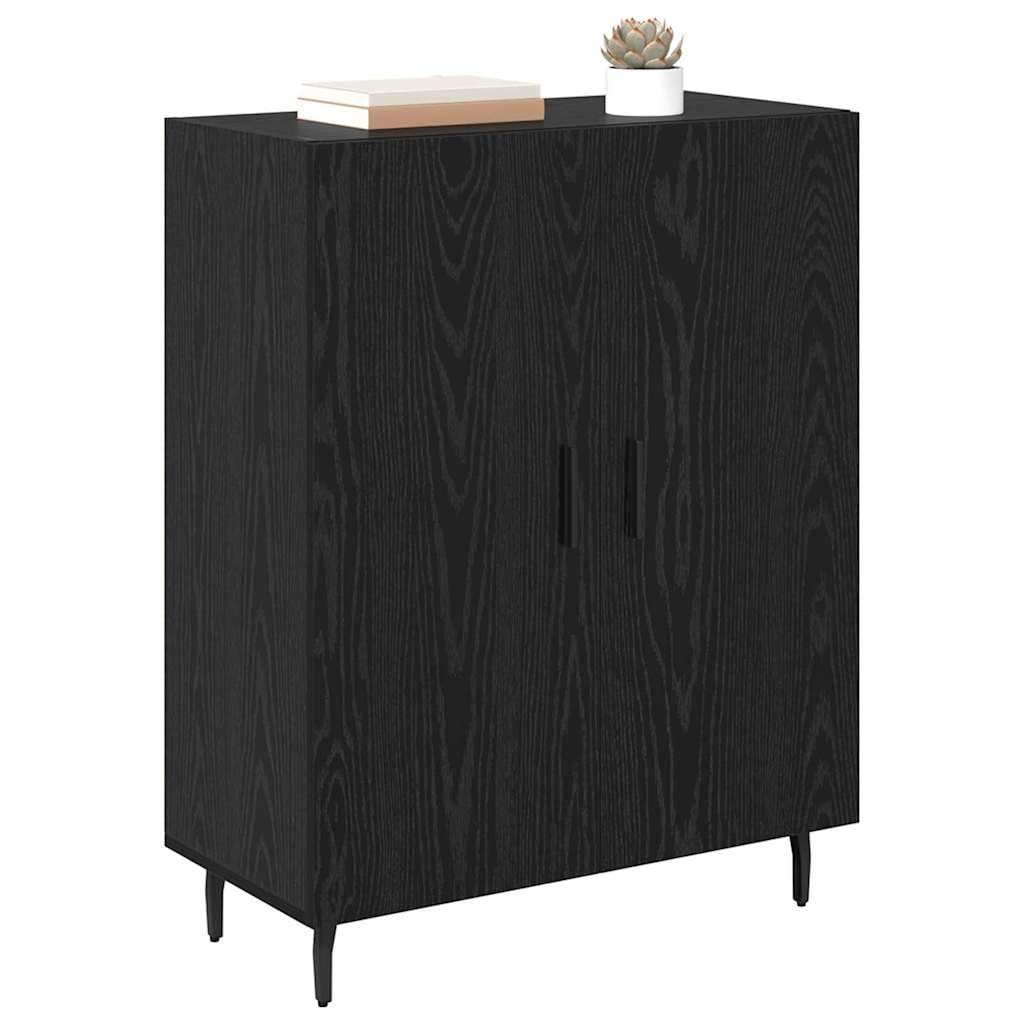 Credenza nera rovere 69,5 x 34 x 90 cm, materiale in legno con 2 ante, design moderno, grande spazio per soggiorno, sala da pranzo, corridoio e ufficio