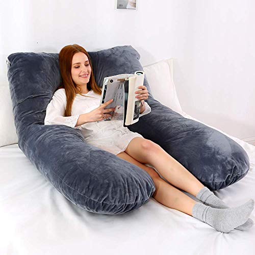 Whatsbedding Pregnancy Pillows For Sleeping, U Shaped Pregnancy Pillows Full Body Pillow For Pregnancy With Machine Washable Dutch Velvet Cover ( 55 Inches, Dark Grey) #TOP7