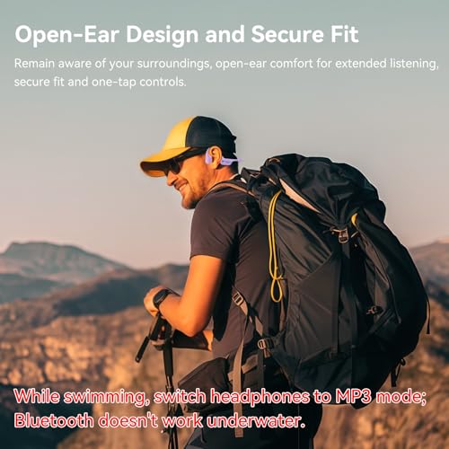 Image of Full-Coverage Liquid Silicone Swimming Headphones, IP68 Waterproof Underwater Headphones, Bluetooth 6.0&MP3 with 32GB Memory Card, Soft /Skin-Comfortable Open Ear Bone Conduction Swim Earbuds(Purple)