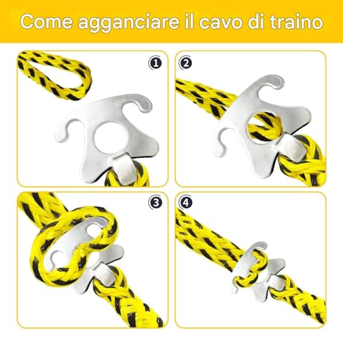 Câble de remorquage pour bateaux avec crochets inox pour amarrage et wakeboard - 6