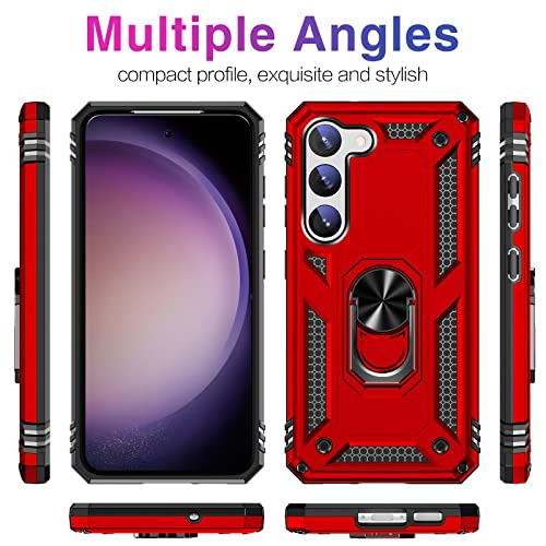 Image of Vaki Cases for Samsung Galaxy S23 Case with Screen Protector [Military Grade Drop] Heavy Duty Rugged Shockproof Protective Cover for Samsung Galaxy S23 5G Phone Case with Ring Kickstand Red