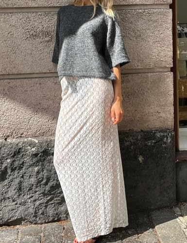 Perbai Womens Sheer Lace Maxi Skirt Low Rise Y2k See Through Long Mesh Skirt Summer Beach Coverups2