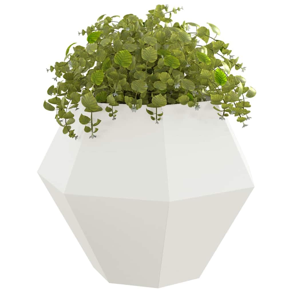 vidaXL Donica Biały 100 x 100 x 80 cm Stal, Donica zewnętrzna, wytrzymały pojemnik na rośliny, elegancka skrzynka, prostokątny zbiornik z stali