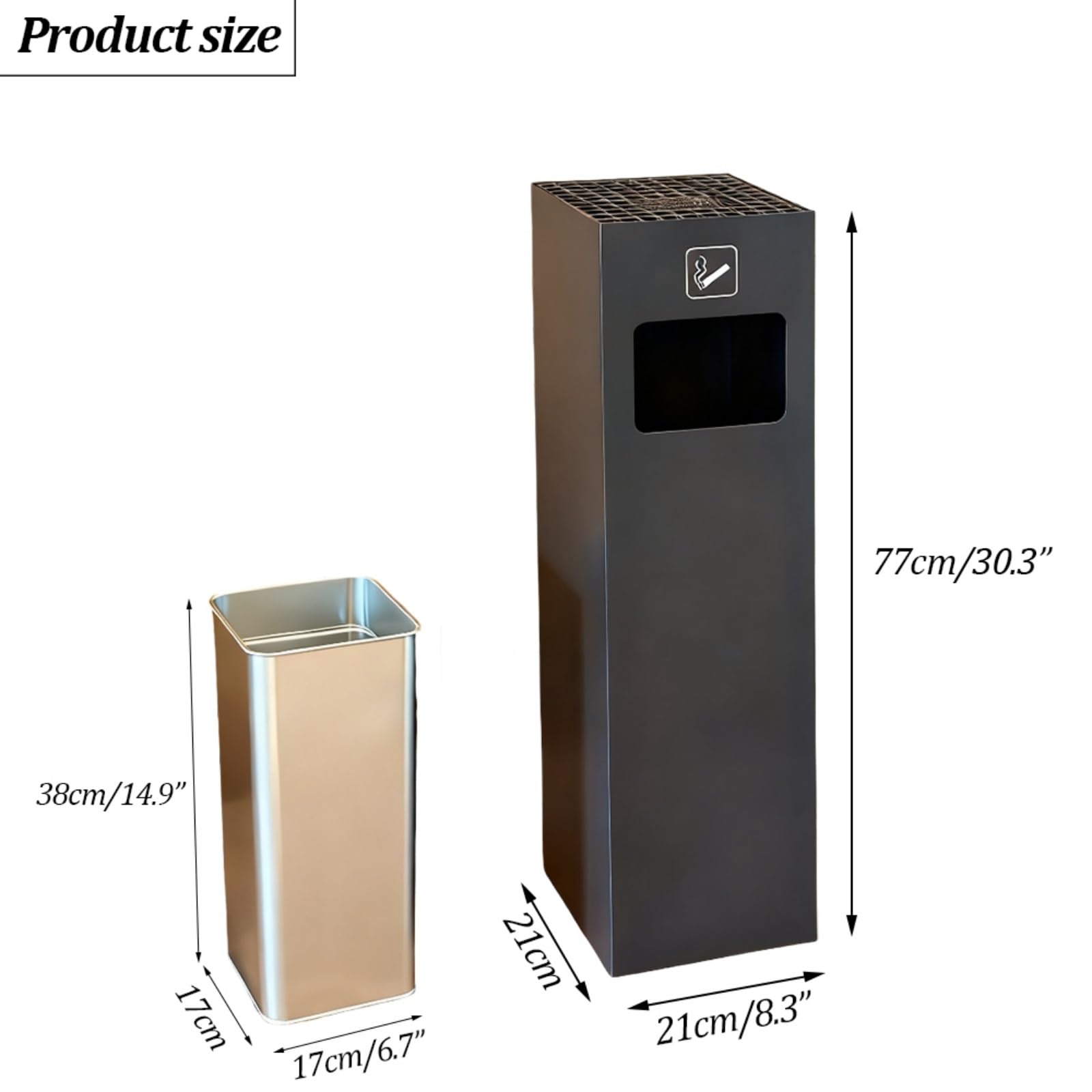 Heavy Duty Outdoor Ash Trash Bin, odporny na rdzę metalowy uchwyt do usuwania niedopałek z wyjmowanym wędlem wnętrznym do Garden Patio Hotel Park, oszczędność miejsca w pionowym projekcie