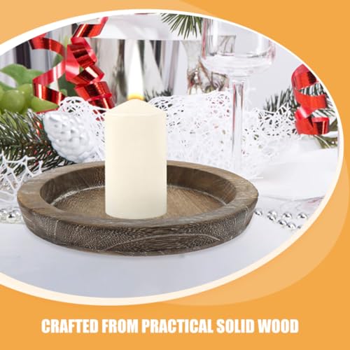 Bandeja redonda de madera resistente a manchas para velas decorativas 4