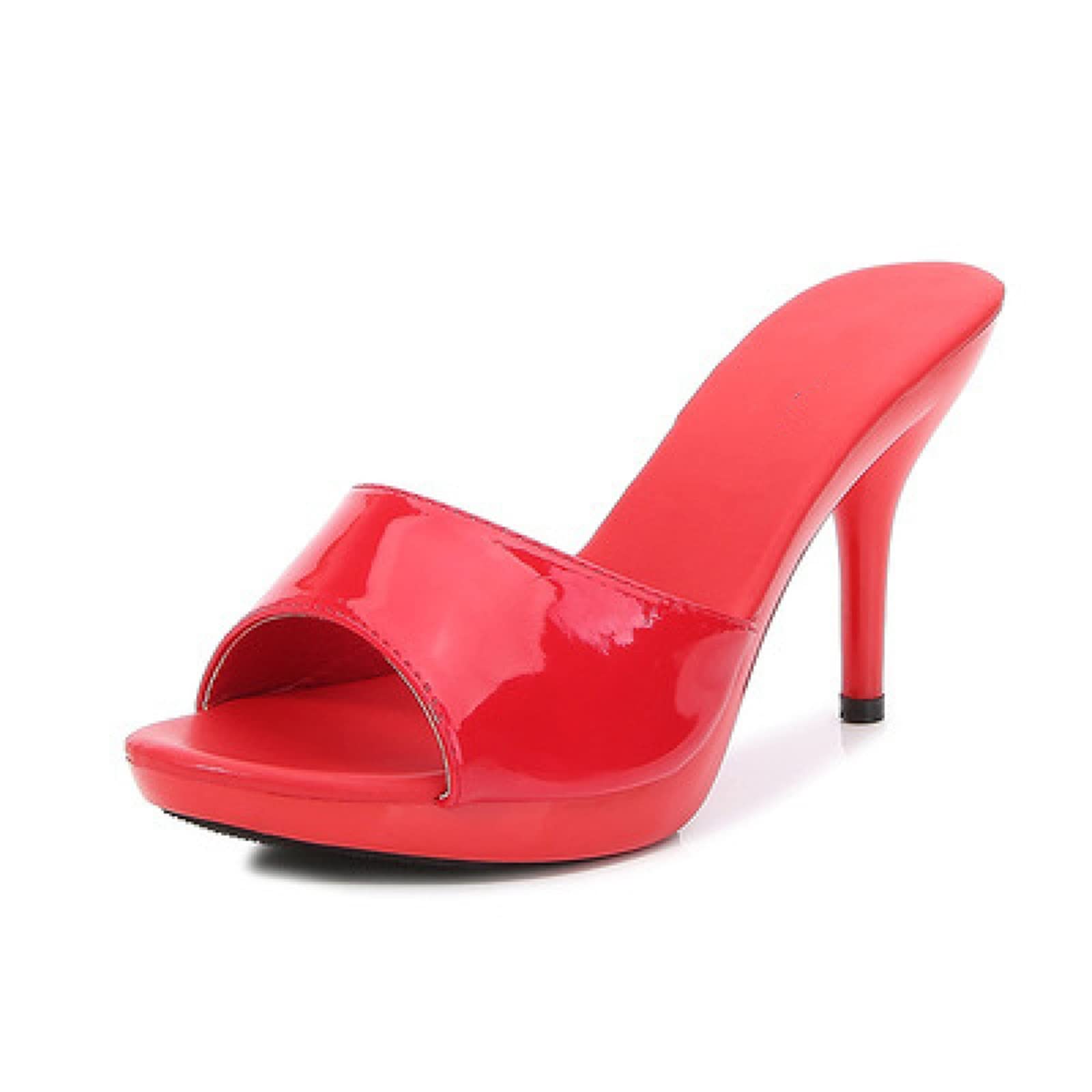 Sandalias y pantuflas de tacón alto para uso exterior, correa de una palabra, puntera abierta, tacón de aguja a juego, pantuflas sexys de moda