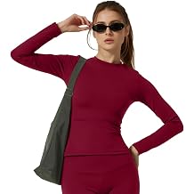 JNINTH Long Sleeve Tee Shirts for Women Slim Fit Tops Tight Crewneck Fit Shirt Casual Running Sportswear