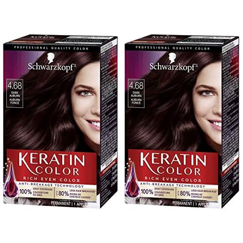 Schwarzkopf Keratin color permanent hair color cream, dark auburn, 7 Piece Set (Pack of 2)