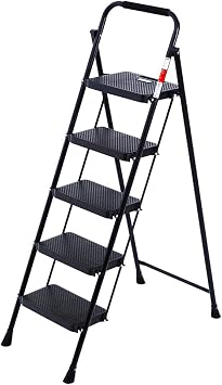 Perilla 51405 Stepper Wide 5 Digit Folding Ladder Eurotower Black