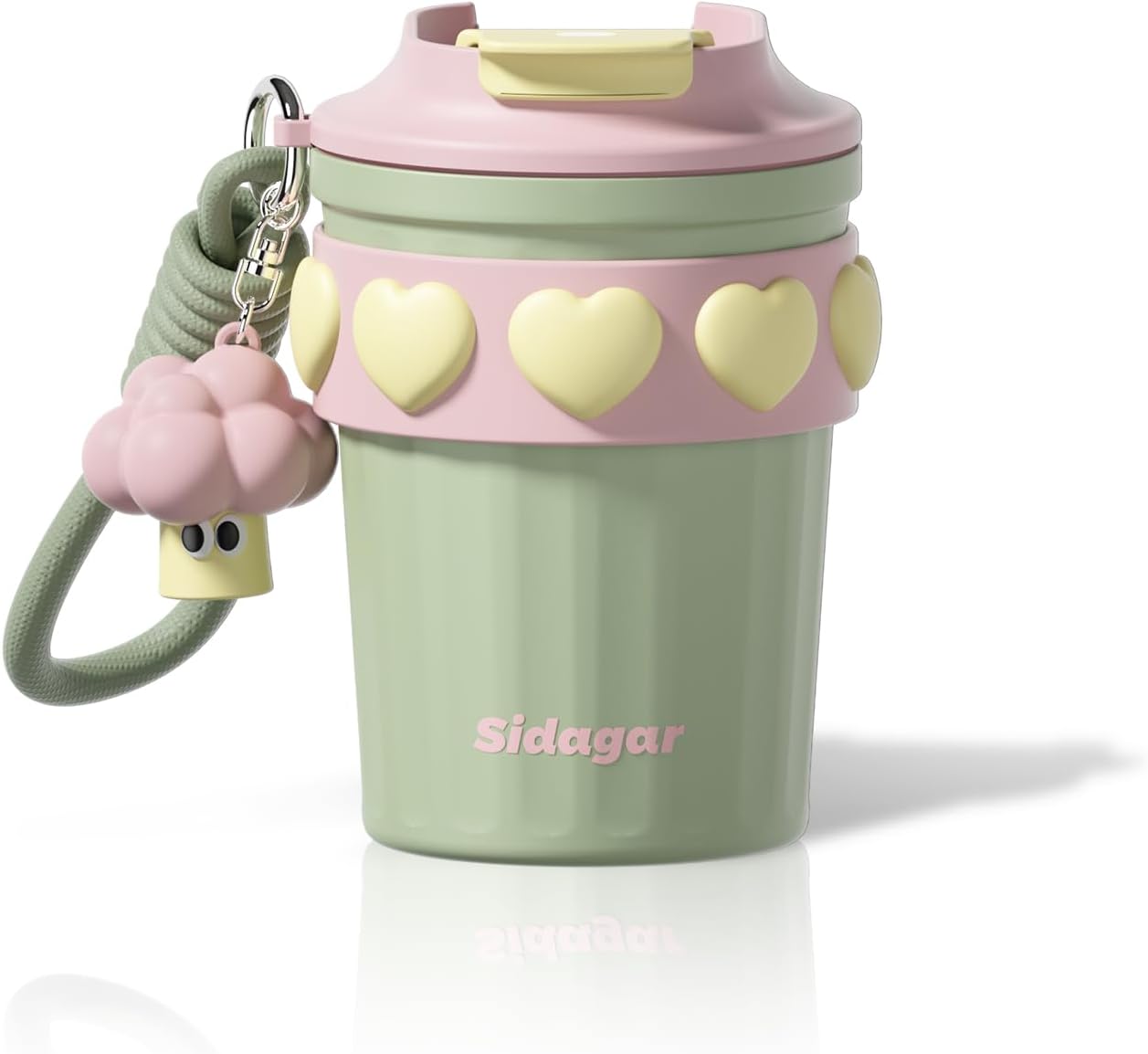 12 oz Travel Coffee Mug Spill Proof Leak Proof, Stainless Steel Thermal Coffee Cup with Lid, Resuable Cup for Hot and Cold, Portable Tumbler for Women, Green