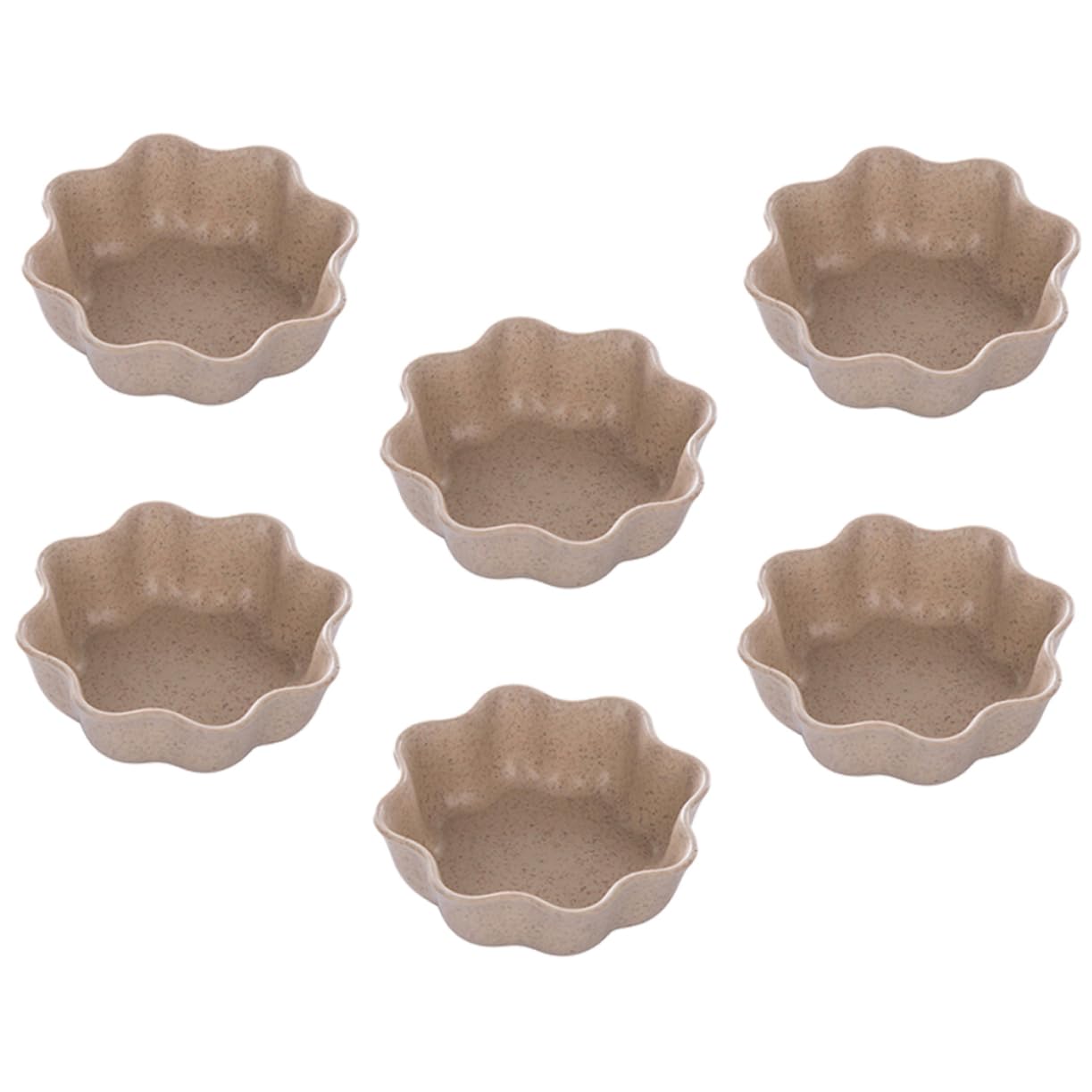NAMOARLY 6pcs Wheat Straw Seasoning Dish Fower Sauce Dish Sauce Dishes Japanese Plates Soy Sauce Dish Prep Dishes for Cooking Fruit Bowl Flavor Dish Snack Food Plates Beige re-usable