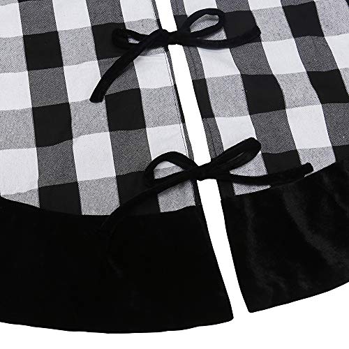 New Traditions Simplify Your Holiday Black and White Buffalo Check Plaid with Velour Cuff Christmas Decor (Stockings & Christmas Tree Skirt Bundle) - Thumbnail 6