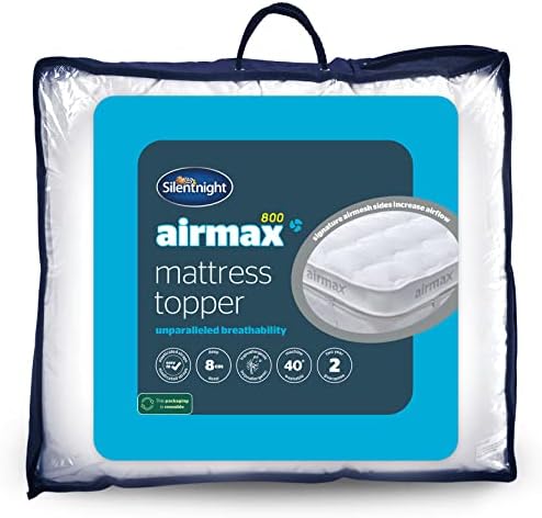 Silentnight Airmax Extra Deep Single Mattress Topper  Extra Thick Deep Fitted Mattress Pad with Mesh Sides to Increase Airflow and Elasticated Straps  Hypoallergenic and Machine Washable - Single