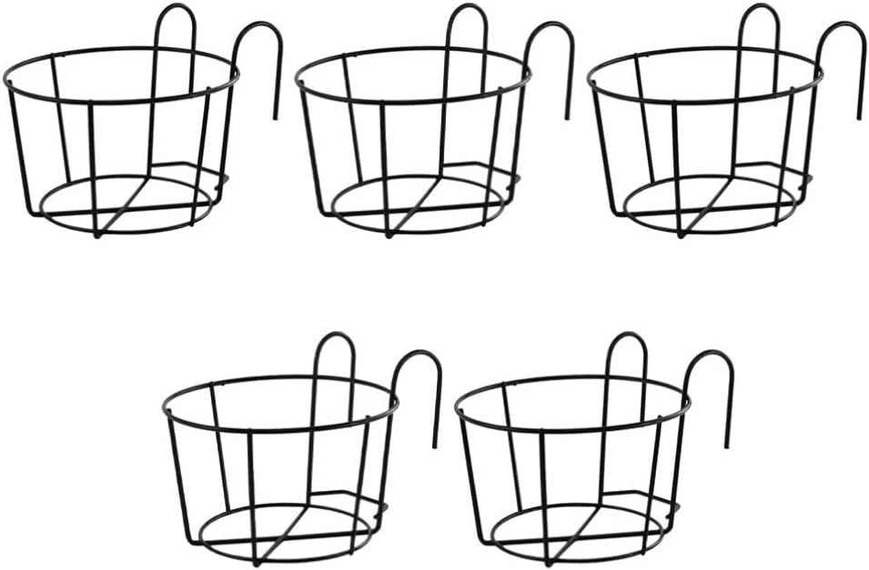 DOITOOL Plants Outdoor 5 Pcs Hanging Flower Stand Planters for Indoor Plants Pot for Indoor Flower Pot Holder Stand Iron Fence Ironwork Rack Metal