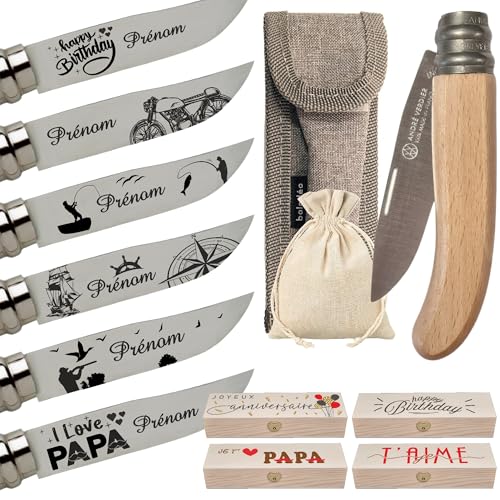 Gravure Events - Couteau Personnalisable avec Prénom Gravé - Cadeau pour Homme Personnalisé : Fête des Pères, Papa, Tonton, Grands Pères (Papi, Papy)...