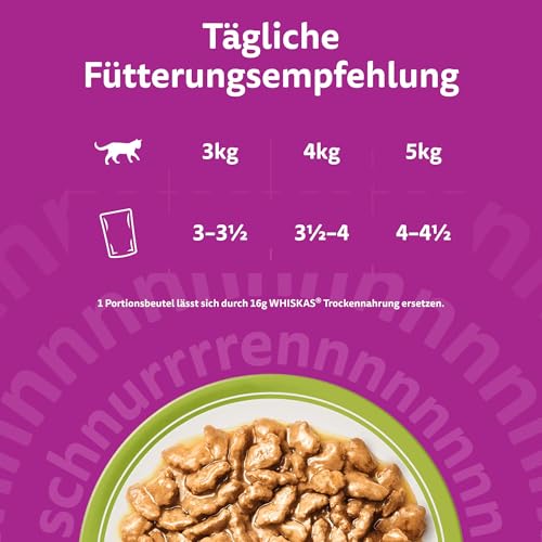 Whiskas Senior 7+ Katzennassfutter Gemischte Auswahl in Gelee, 84 Portionsbeutel, 84x85g (1 Großpackung) – Hochwertiges Katzenfutter nass, für Katzen ab 7 Jahren und älter