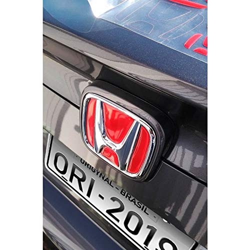 Kit Emblemas Civic G10 2017/2019 Aplique Vermelho Refletivo