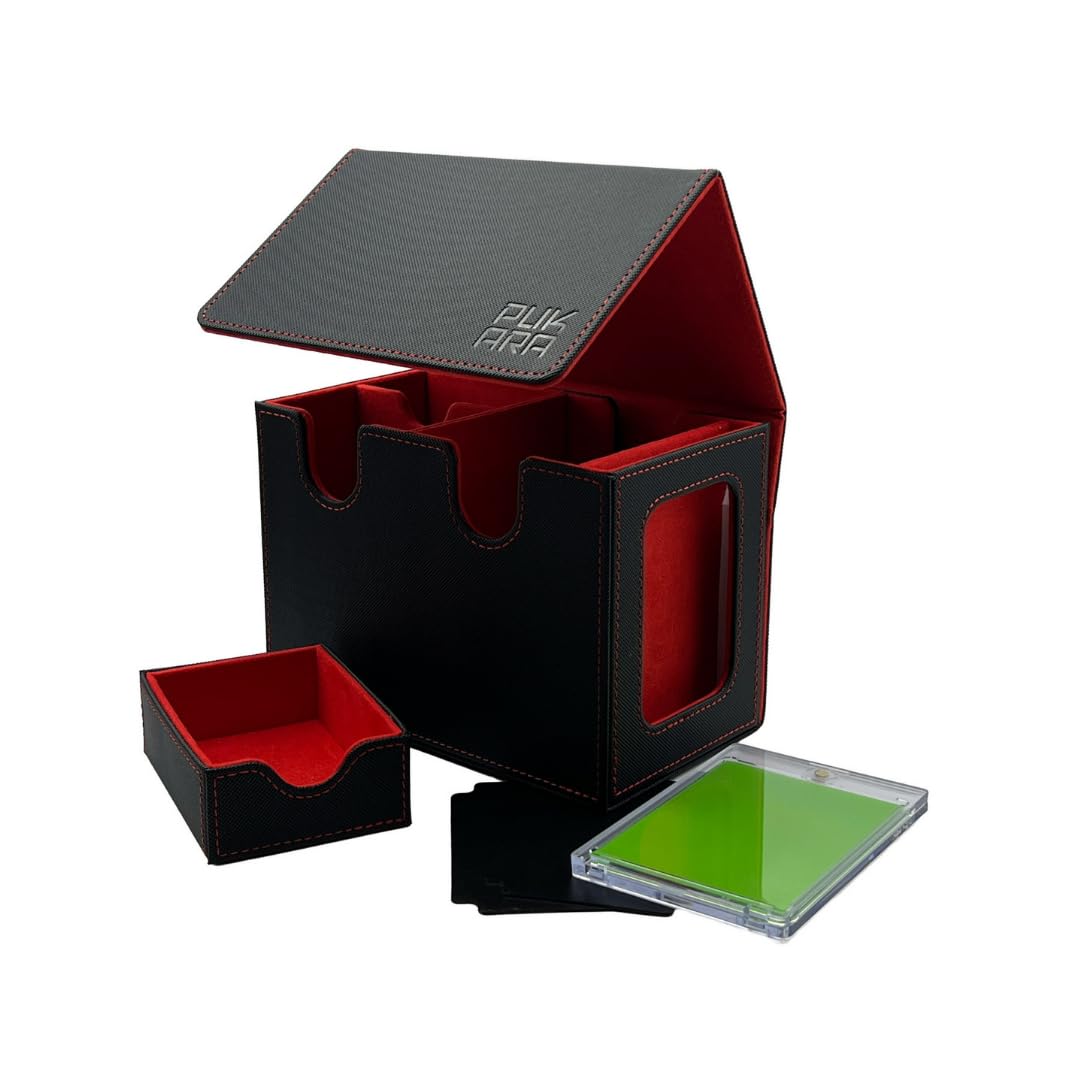 PUKARA Commander Card Deck Box for MTG. Card Storage with Magnetic Closure, MTG Deck Box, Includes 100 Card Sleeves, Dividers