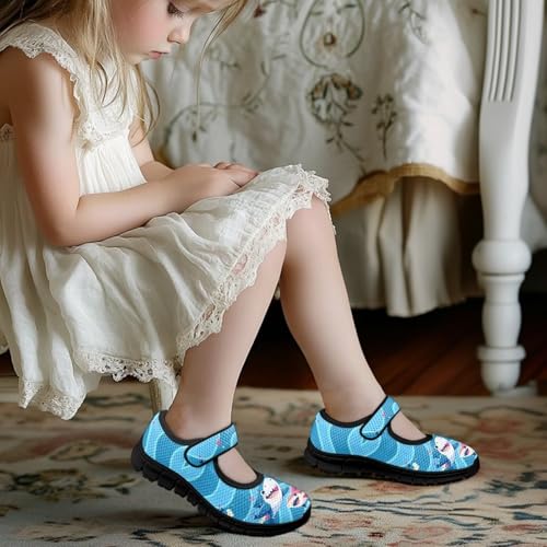 Children's Cartoon Single Buckle Sneaker,Girls Comfort Breathable Mesh Casual Shoes,Low-top Flat Shoes,Black Sole4