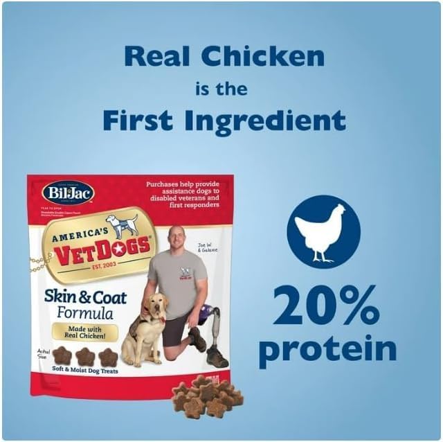(3 Pack) ~ American Vet-Dogs Veteran's K-9 Corps Skin & Coat Formula, Soft & Moist Dog Treats, Chicken, 10 Oz.