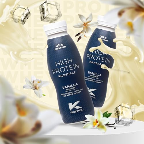 Kinetica Sports Ready-to-Drink High Protein Milkshake - Vanilla Flavour | 25g Protein/Bottle, 12 X 330ml Pack | High Protein, Low Fat & No Added Sugar | Post Workout Pre-mixed Drink for Men & Women - Image 3