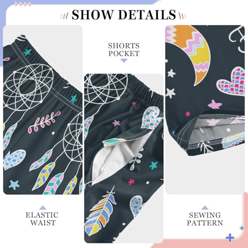 ZZXXB Wild Free Dream Catcher Boys Long Pants Soft Trousers Elastic Waist Kids Lounge Bottoms with Pockets S-XL4