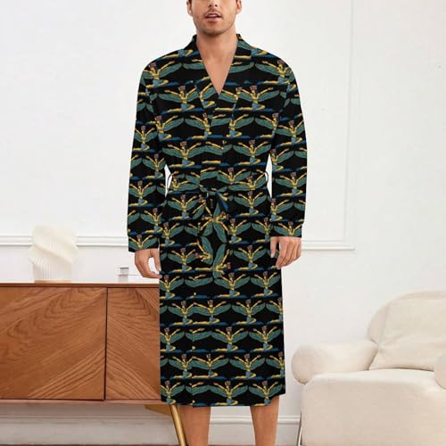 Ancient Egyptian Goddess Soft Robe Long Sleeve Bathrobes V Neck Sleepwear Spa Robes with Belt Men Woman2