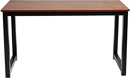 Miniatura 4 de USHOW Escritorio para computadora de 47 pulgadas, mesa de PC de estilo moderno y simple, marco de metal negro, mesa de oficina en casa resistente,