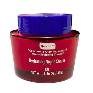 B Pure Revitalizing Hydrating Night Cream - Instant Hydration, Anti-Aging, Anti-Wrinkle, Firming Skin Care - Hyaluronic Acid 1.36 oz 40 g