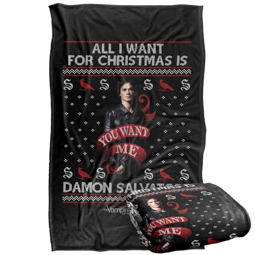 LOGOVISION Vampire Diaries The All I Want for Christmas is Damon Salvatore Silky Touch Super Soft Throw Blanket 36x58