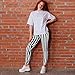 Coume Women's Black White Striped Legging Pants Ankle Length Stretchy Striped Pants Striped Tights High Waist Elastic Leggings Pant (X-Large)