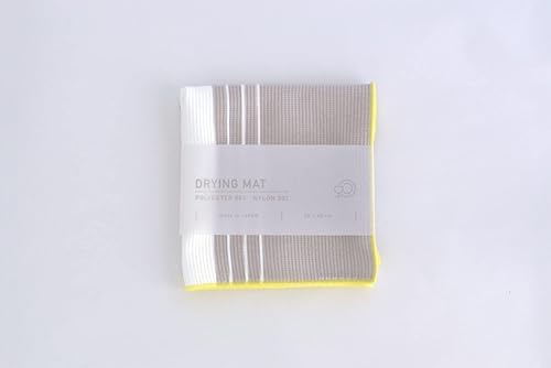 Miniatura 3 de Tapete de secado de platos de cocina, secado rápido, extra absorbente, 11.8 x 17.7 pulgadas, gris x amarillo, fabricado en Japón