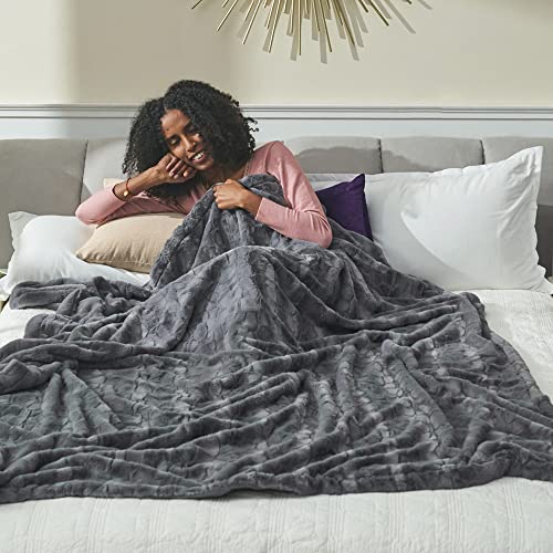 Krifey Oversized Minky Blanket, Super Soft Fluffy Luxury Throw Blanket Comfy Faux Fur Bed Throw Gray 60" X 80" #TOP6