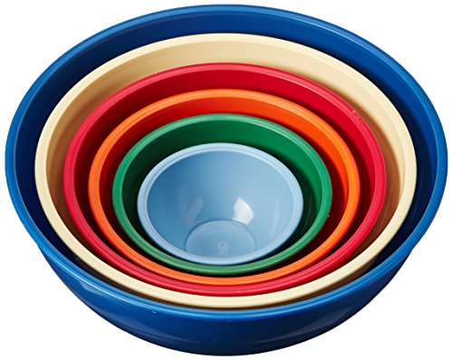 Gourmet Home Products 6 Piece Nested Polypropylene Mixing Bowl Set, Slate Blue