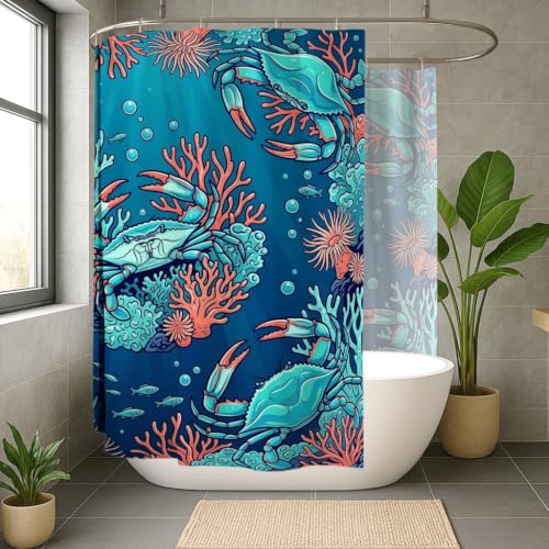 Rideau de douche extra large bleu océan imperméable grand format anti éclaboussures - 4