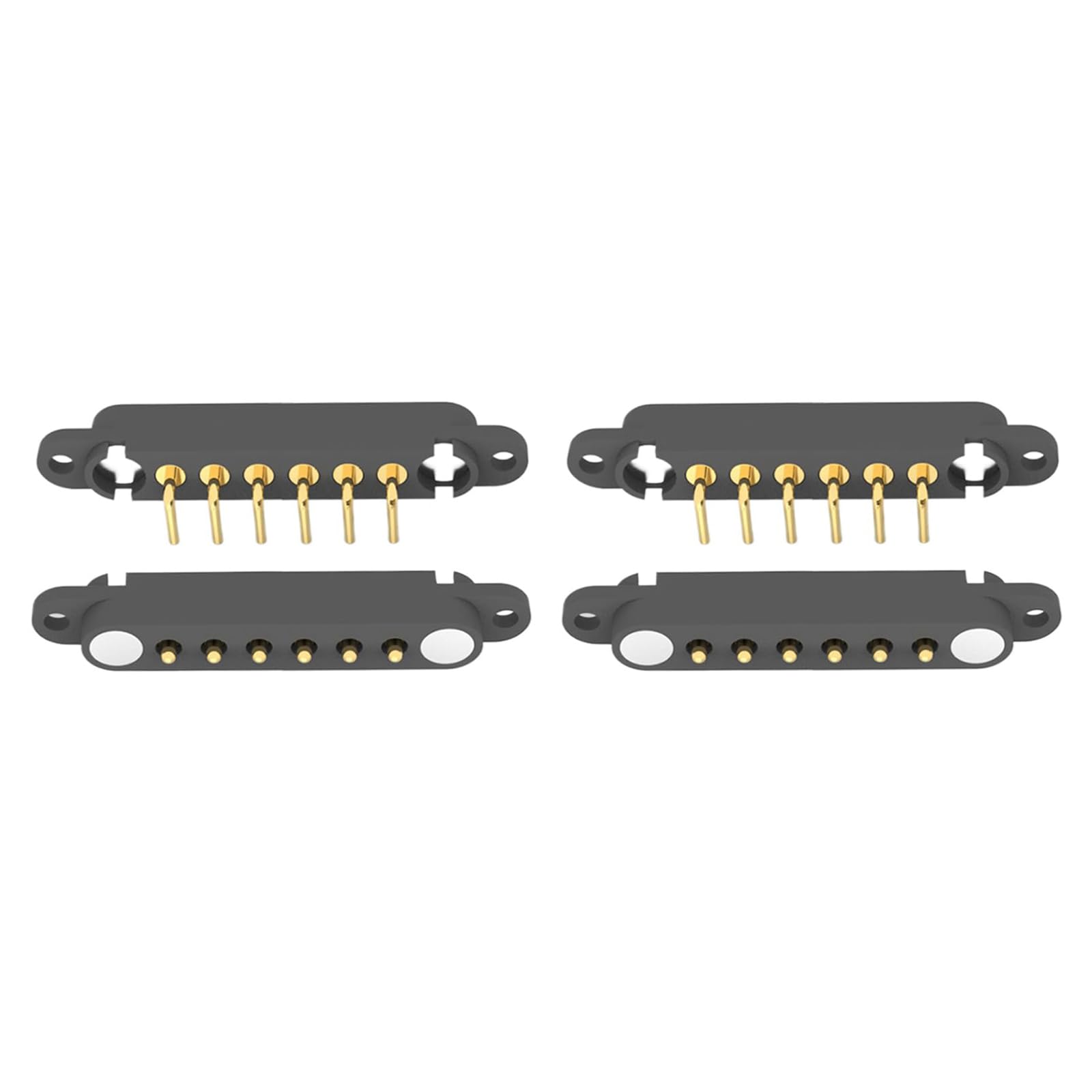 Tcbstone Men's Black 2 Pair 2/3/4/5/6/7/8Pin Bend Magnetic Pogo Pin Connector With Positioning Hole, +Fe 2.54Mm Spring Loaded Pogopin Connector Dc Power Charge Probe Socket (6Pin)