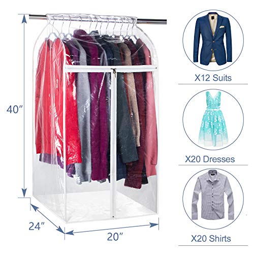 Zilink Clear Garment Bags For Storage 40 Inch (2 Pack) Hanging Garment Rack Cover Suit Bags Organizer Hanging Clothes Cover For Suit Coats Jackets Dress Storage #TOP5