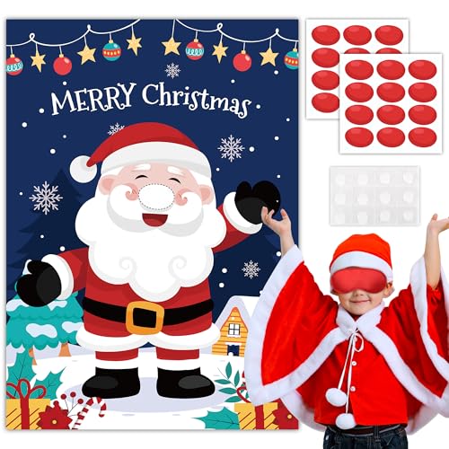 Juego de Fiesta de Navidad para Niños,5pcs Suministros para Juegos de Fiesta de Navidad-Póster del Adornos Navidad&Máscara de Ojo de Navidad&Nariz Roja Pegatinas Navidad etc Juego de Navidad para Niño