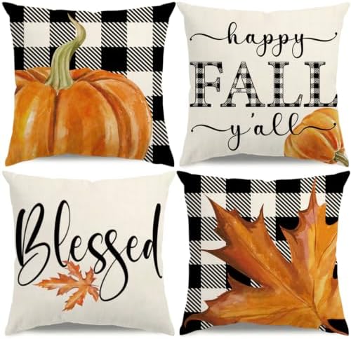Fall Pillow Covers 18x18 Thanksgiving Farmhouse Decorations Buffa...