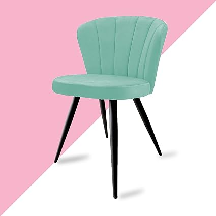 Amazon Brand - Umi Luxurious Home Collection Dining Room Chairs - Stylish Pista Velvet Material and Black Powder Coated Metal Legs for Modern and Elegant Look